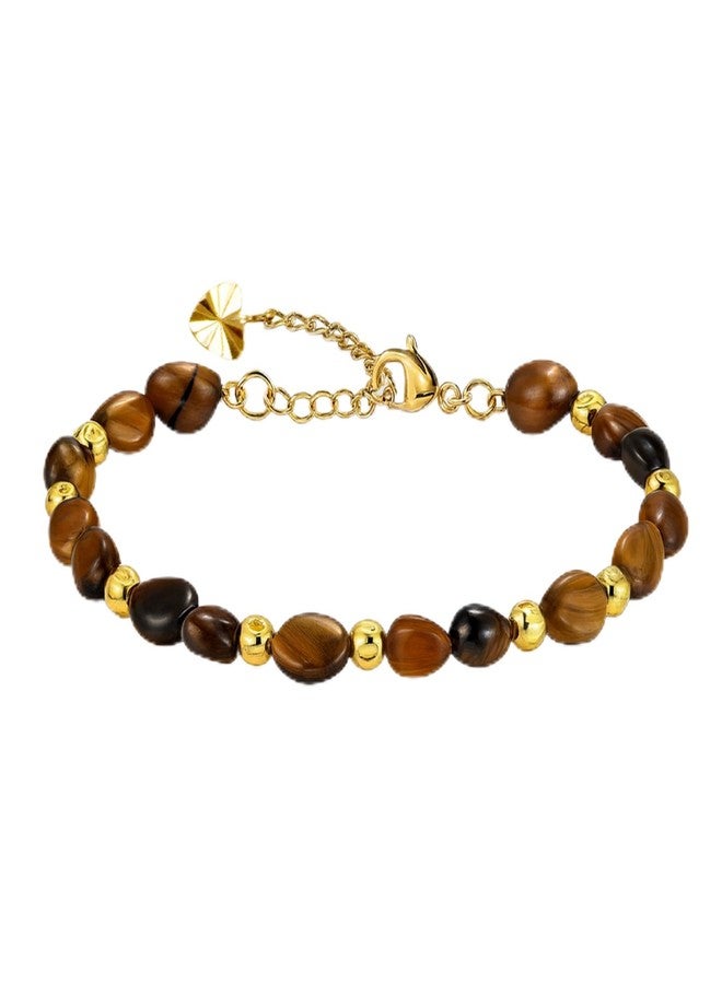Tobestu Tiger Eye Irregular Stone Bracelet with Fall Pumpkin Spacer Beads - Bohemian Minimalist Style YA5871 - Image 1